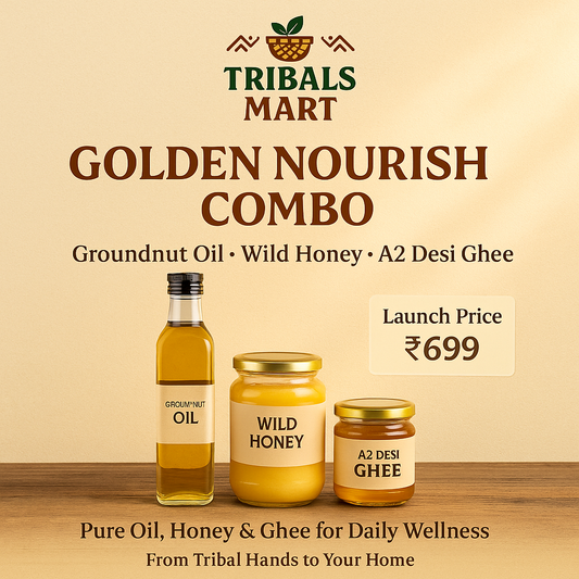 Golden Nourish Combo | Groundnut Oil, Wild Honey & A2 Desi Buffalo Ghee 🛢️🍯