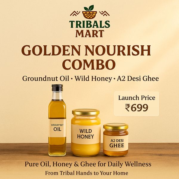Golden Nourish Combo | Groundnut Oil, Wild Honey & A2 Desi Buffalo Ghee 🛢️🍯